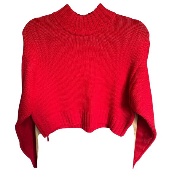 Aritzia Wilfred Free Harper Sweater Merino Wool Turtleneck Bright Red Size Small - Picture 4 of 13